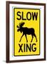 Slow - Moose Crossing Sign-null-Framed Art Print