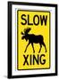 Slow - Moose Crossing Sign-null-Framed Art Print