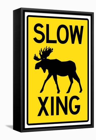 Slow - Moose Crossing-null-Framed Stretched Canvas