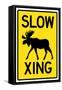 Slow - Moose Crossing-null-Framed Stretched Canvas