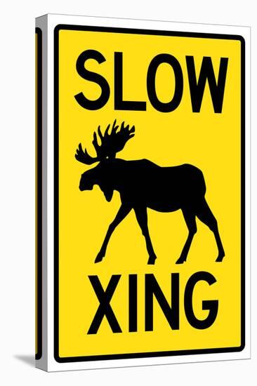 Slow - Moose Crossing-null-Stretched Canvas