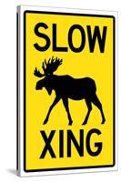 Slow - Moose Crossing-null-Stretched Canvas