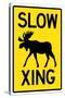 Slow - Moose Crossing-null-Stretched Canvas