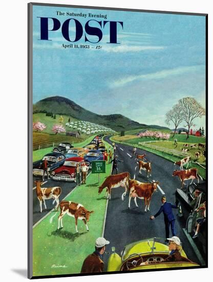 "Slow Mooving Traffic" Saturday Evening Post Cover, April 11, 1953-Ben Kimberly Prins-Mounted Giclee Print