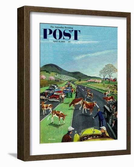 "Slow Mooving Traffic" Saturday Evening Post Cover, April 11, 1953-Ben Kimberly Prins-Framed Giclee Print