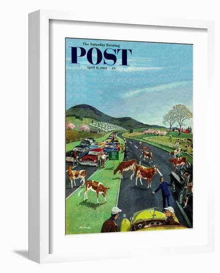 "Slow Mooving Traffic" Saturday Evening Post Cover, April 11, 1953-Ben Kimberly Prins-Framed Giclee Print