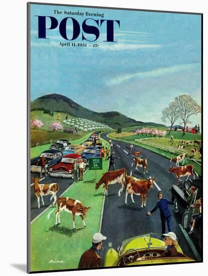 "Slow Mooving Traffic" Saturday Evening Post Cover, April 11, 1953-Ben Kimberly Prins-Mounted Giclee Print