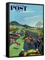 "Slow Mooving Traffic" Saturday Evening Post Cover, April 11, 1953-Ben Kimberly Prins-Framed Stretched Canvas