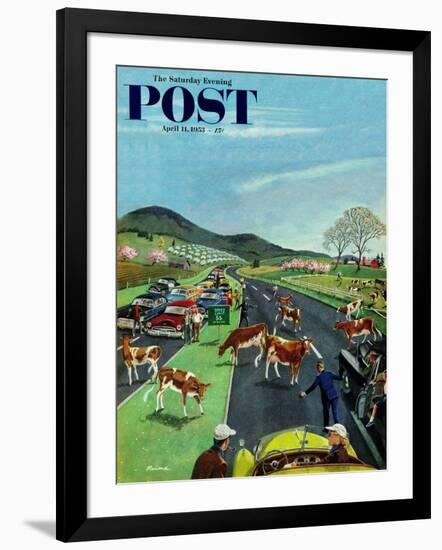 "Slow Mooving Traffic" Saturday Evening Post Cover, April 11, 1953-Ben Kimberly Prins-Framed Giclee Print