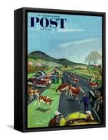 "Slow Mooving Traffic" Saturday Evening Post Cover, April 11, 1953-Ben Kimberly Prins-Framed Stretched Canvas