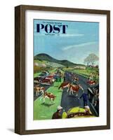 "Slow Mooving Traffic" Saturday Evening Post Cover, April 11, 1953-Ben Kimberly Prins-Framed Premium Giclee Print