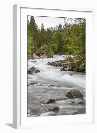 Slow Motion Blur Detail of a Raging River in Hellmebotyn, Tysfjord, Norway, Scandinavia, Europe-Michael Nolan-Framed Photographic Print