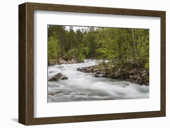 Slow Motion Blur Detail of a Raging River in Hellmebotyn, Tysfjord, Norway, Scandinavia, Europe-Michael Nolan-Framed Photographic Print