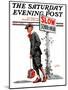 "Slow, School Ahead," Saturday Evening Post Cover, September 5, 1925-George Brehm-Mounted Giclee Print