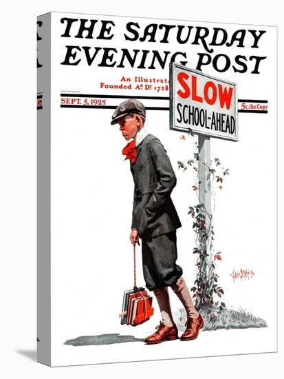 "Slow, School Ahead," Saturday Evening Post Cover, September 5, 1925-George Brehm-Stretched Canvas