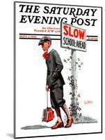 "Slow, School Ahead," Saturday Evening Post Cover, September 5, 1925-George Brehm-Mounted Premium Giclee Print