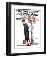 "Slow, School Ahead," Saturday Evening Post Cover, September 5, 1925-George Brehm-Framed Giclee Print