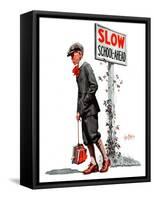 "Slow, School Ahead,"September 5, 1925-George Brehm-Framed Stretched Canvas