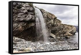 Slow Shutter Speed Capture of a Waterfall at Ramah, Labrador, Canada, North America-Michael Nolan-Framed Stretched Canvas