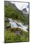 Slow Shutter Speed Silky Water of the Olden River as it Flows Along Briksdalen-Michael Nolan-Mounted Photographic Print