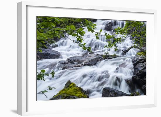 Slow Shutter Speed to Create Silky Waterfall, Hellemoboten, Norway, Scandinavia, Europe-Michael Nolan-Framed Photographic Print