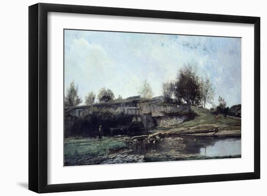 Sluice in Optevoz Valley, 1855-Charles Francois Daubigny-Framed Giclee Print