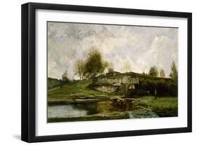 Sluice in the Optevoz Valley, 1854 (Oil on Canvas)-Charles Francois Daubigny-Framed Giclee Print