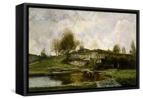Sluice in the Optevoz Valley, 1854 (Oil on Canvas)-Charles Francois Daubigny-Framed Stretched Canvas