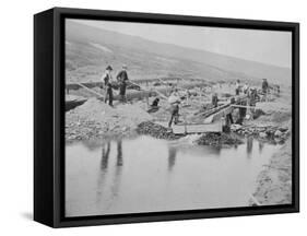 Sluicing on Number Two Claim at Anvil Creek Nome Alaska During the Gold Rush-Hegg-Framed Stretched Canvas