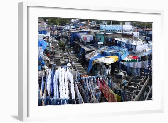 Slum Washing Ghats, Mumbai (Bombay), Maharashtra, India, Asia-James Strachan-Framed Photographic Print