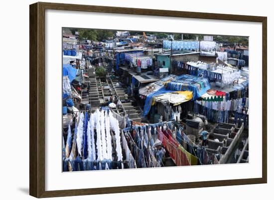 Slum Washing Ghats, Mumbai (Bombay), Maharashtra, India, Asia-James Strachan-Framed Photographic Print