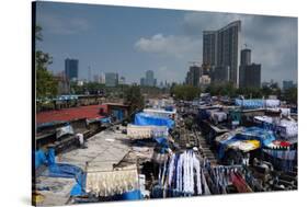 Slum Washing Ghats Surrounded by Expensive Residential Developments, Mumbai (Bombay), Maharashtra-James Strachan-Stretched Canvas