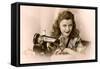 Sly Lady with Sewing Machine-null-Framed Stretched Canvas