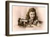 Sly Lady with Sewing Machine-null-Framed Art Print