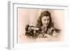 Sly Lady with Sewing Machine-null-Framed Art Print