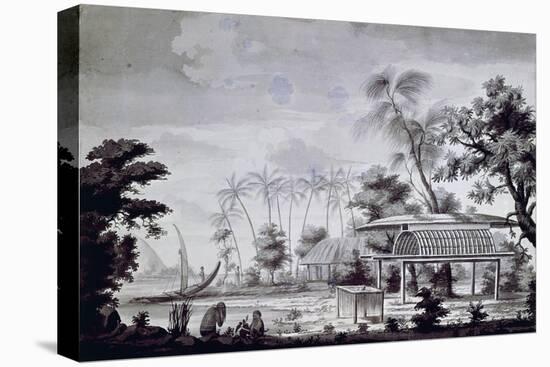 Small Altar with Offerings on Huahine Island, Engraving from Drawing by John Webber-null-Stretched Canvas