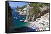 Small Amalfi Coast Beach at Praiano, Italy-George Oze-Framed Stretched Canvas