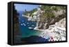 Small Amalfi Coast Beach at Praiano, Italy-George Oze-Framed Stretched Canvas