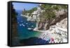 Small Amalfi Coast Beach at Praiano, Italy-George Oze-Framed Stretched Canvas