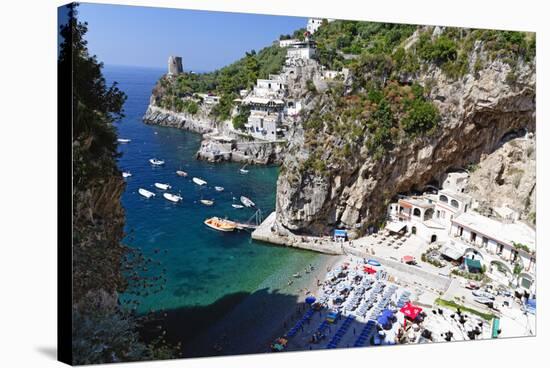 Small Amalfi Coast Beach at Praiano, Italy-George Oze-Stretched Canvas