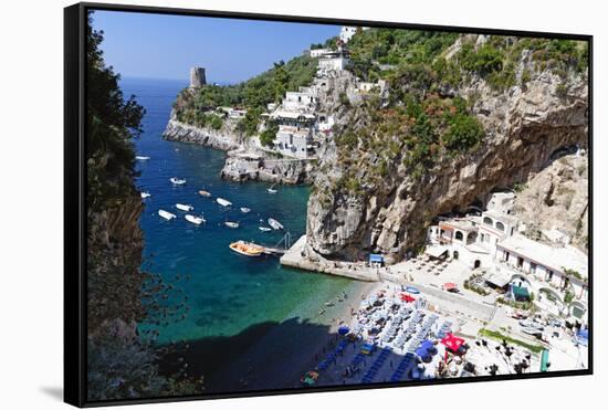 Small Amalfi Coast Beach at Praiano, Italy-George Oze-Framed Stretched Canvas