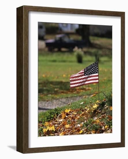 Small American Flag Posted in Yard-Bob Rowan-Framed Photographic Print