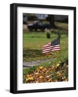 Small American Flag Posted in Yard-Bob Rowan-Framed Photographic Print