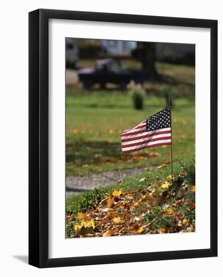 Small American Flag Posted in Yard-Bob Rowan-Framed Photographic Print