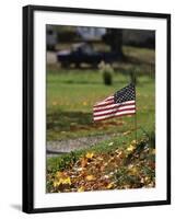 Small American Flag Posted in Yard-Bob Rowan-Framed Photographic Print