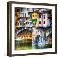 Small Balcony on Ponte Vecchio, Florence, Italy-George Oze-Framed Photographic Print