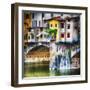 Small Balcony on Ponte Vecchio, Florence, Italy-George Oze-Framed Photographic Print