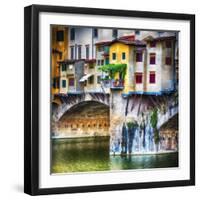 Small Balcony on Ponte Vecchio, Florence, Italy-George Oze-Framed Photographic Print