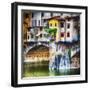 Small Balcony on Ponte Vecchio, Florence, Italy-George Oze-Framed Photographic Print