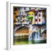 Small Balcony on Ponte Vecchio, Florence, Italy-George Oze-Framed Photographic Print